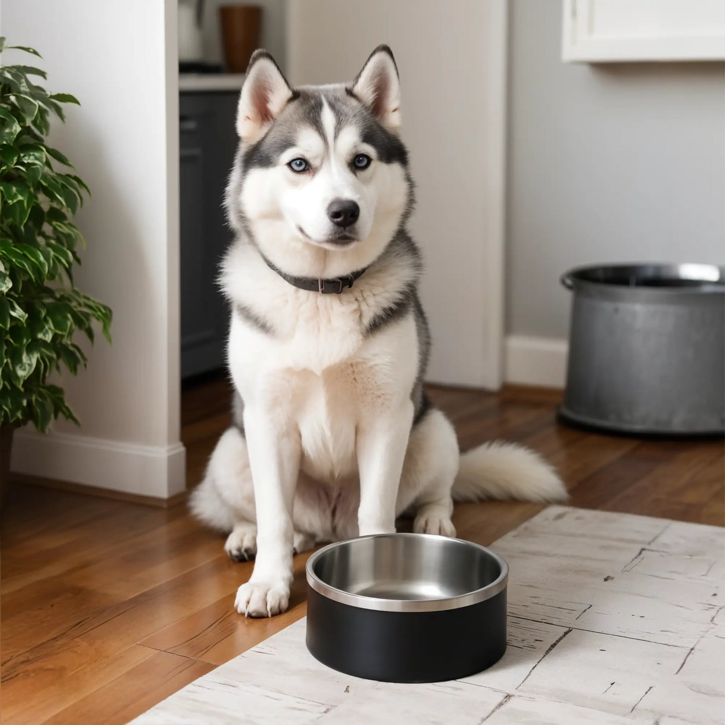 Stainless Steel Metal Insulated Dog Bowl 64oz - Sleek Black