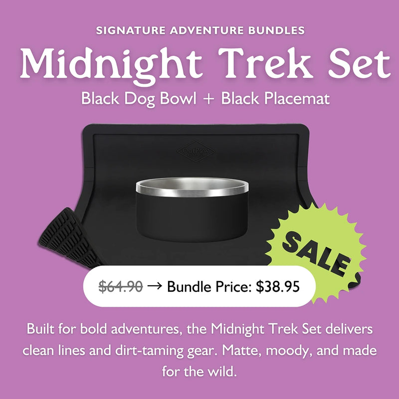Midnight Trek Set on night campsite with black bowl and placemat